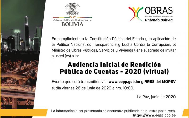 MOPSV - Invitación Audiencia Pública Inicial de Rendición de Cuentas 2020 - Virtual